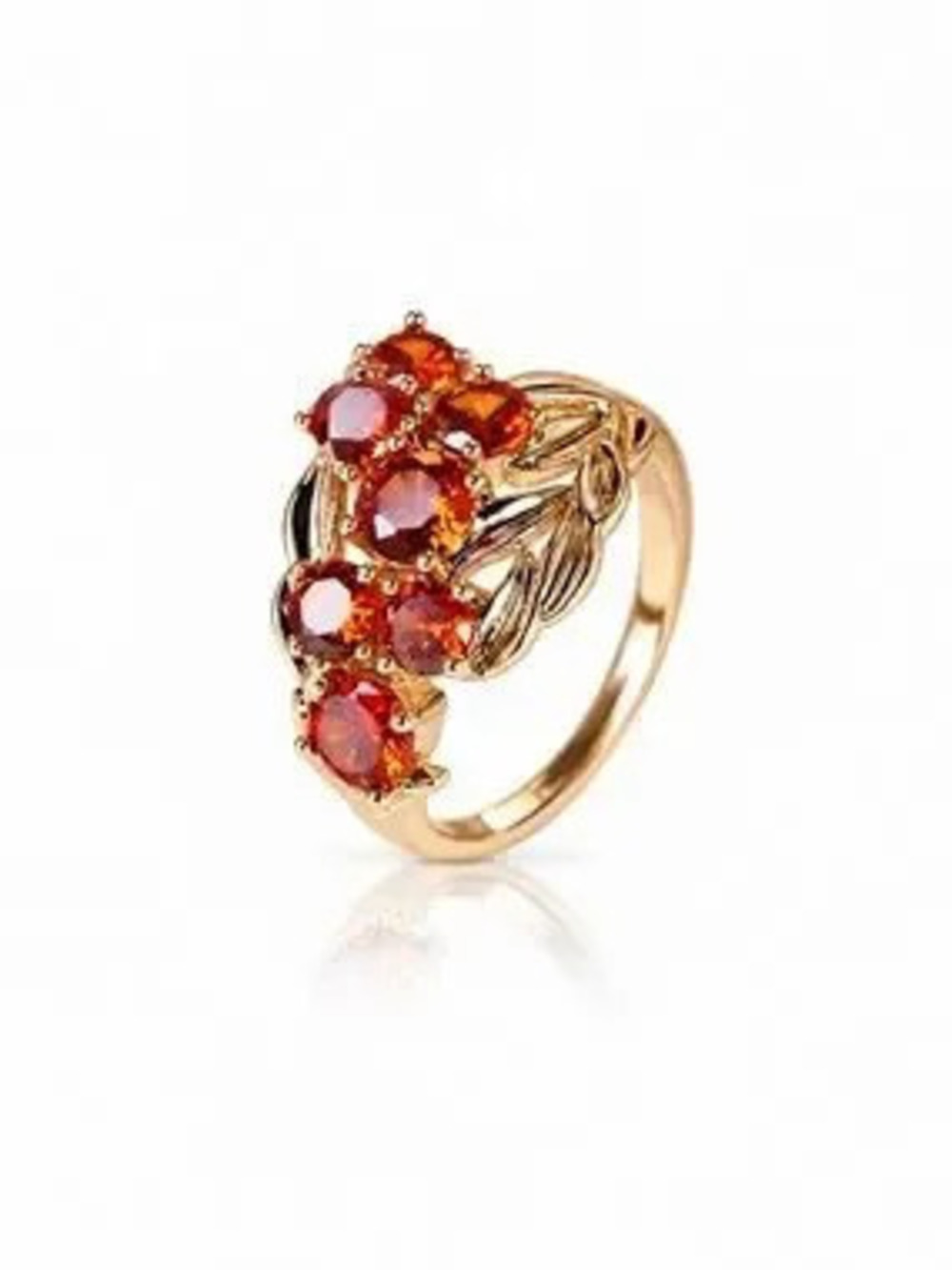 Gold-Tone Womens Ring with Orange Gemstones